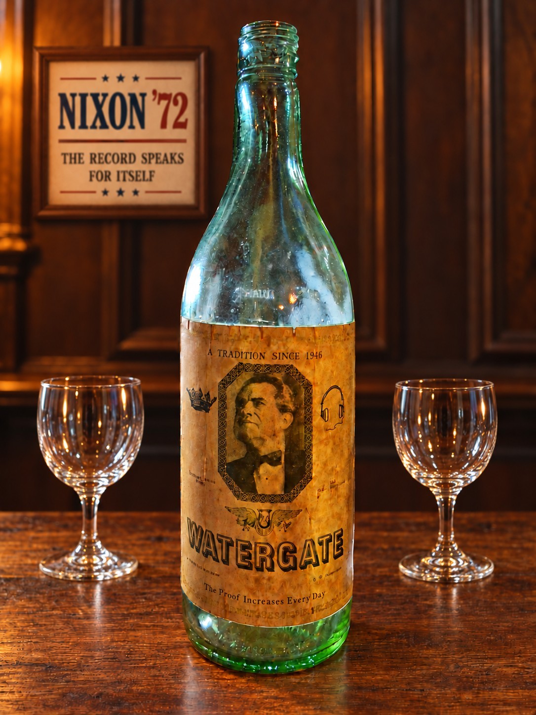 1973 Richard Nixon Watergate Bugweiser Satire Bottle Political Memorabilia