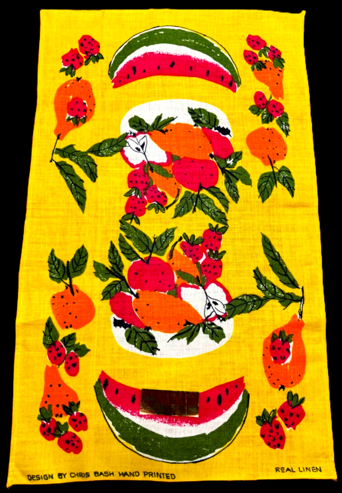 MWT 60s Tea Towel Wall Art CHRIS BASH Fruit