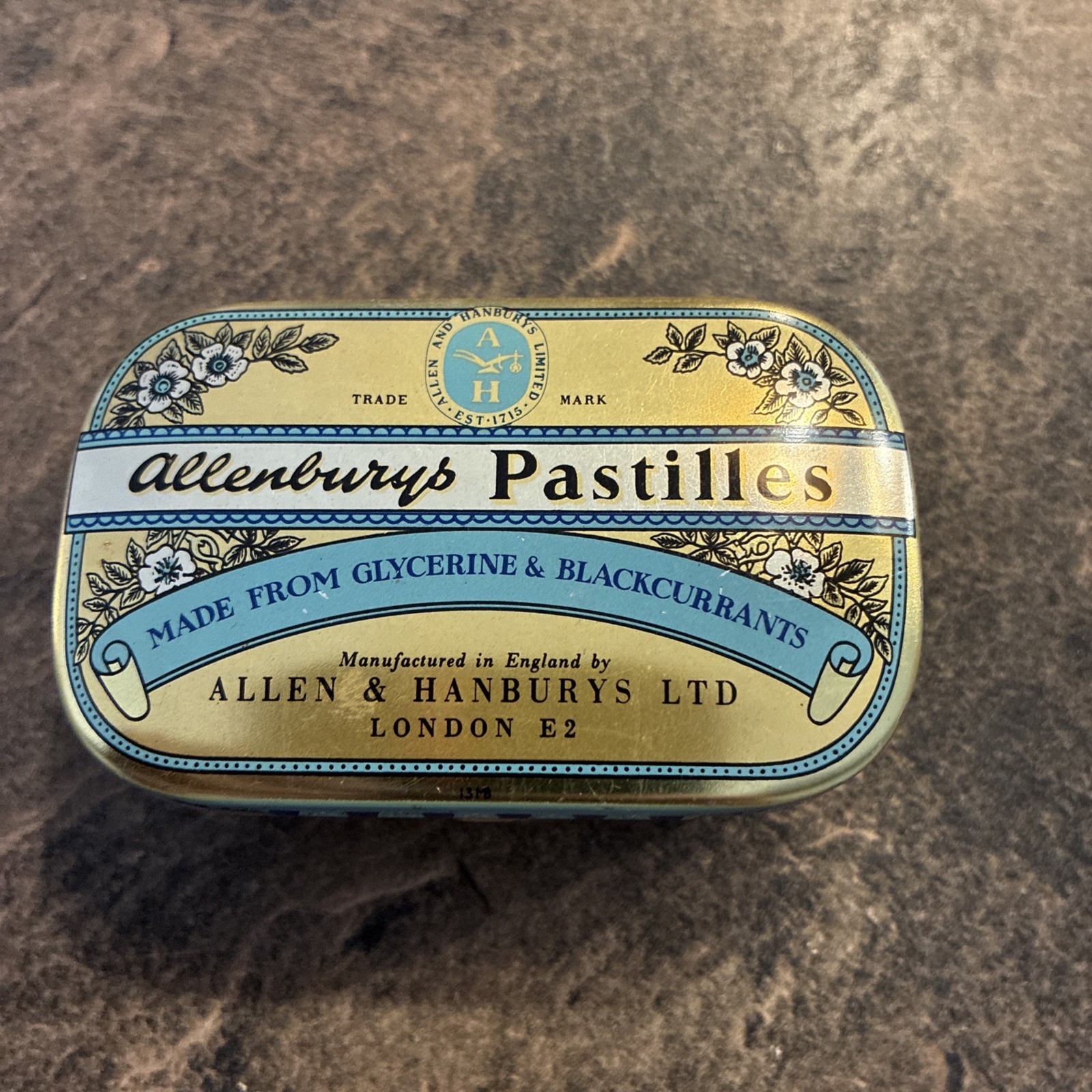 Allenburys Pastilles Tin Vintage Apothecary Medicine Lozenges Hinged Full Unused