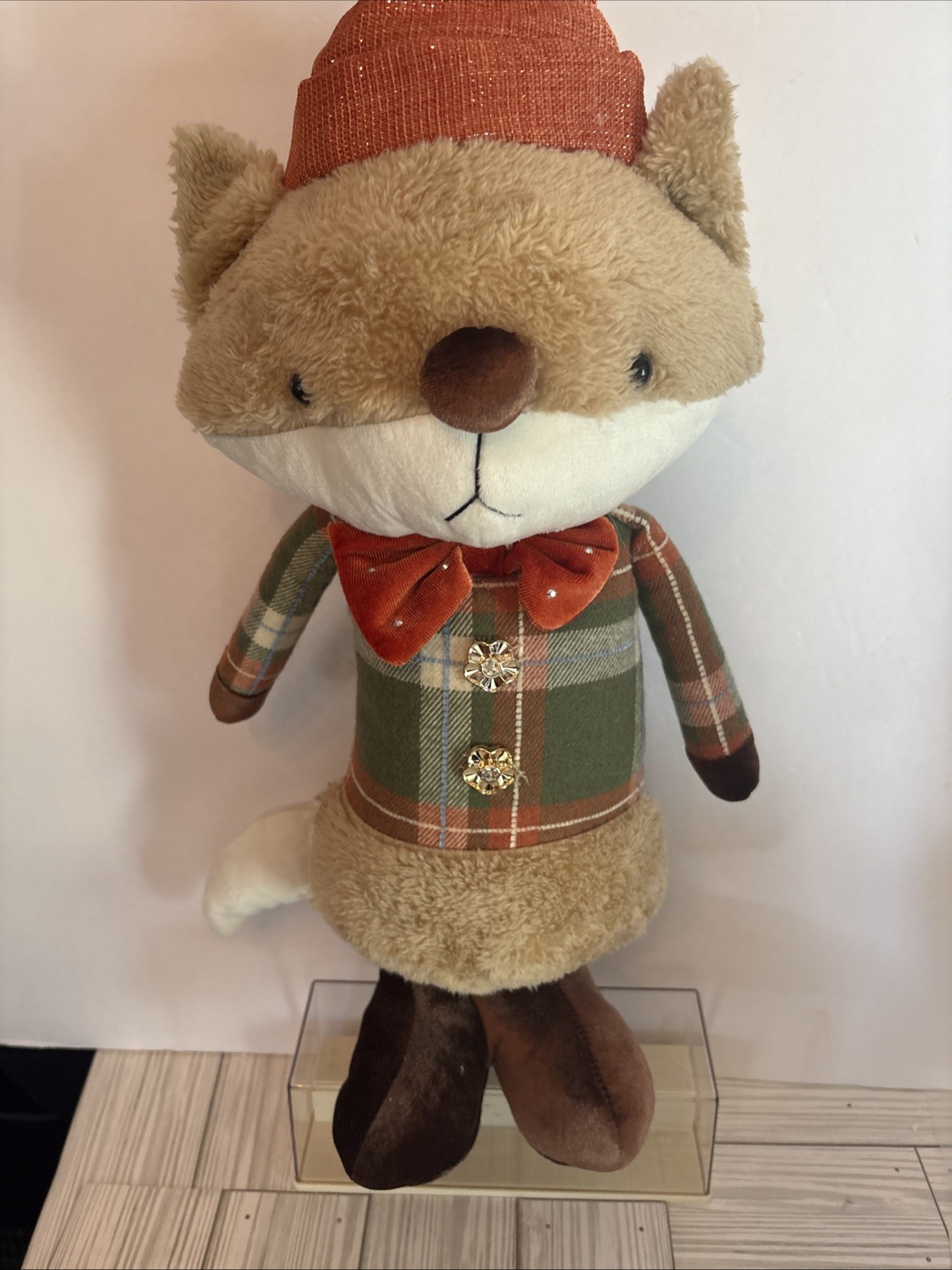 Fabric Stuffed Fox With Bow Tie 18” NEW FALL