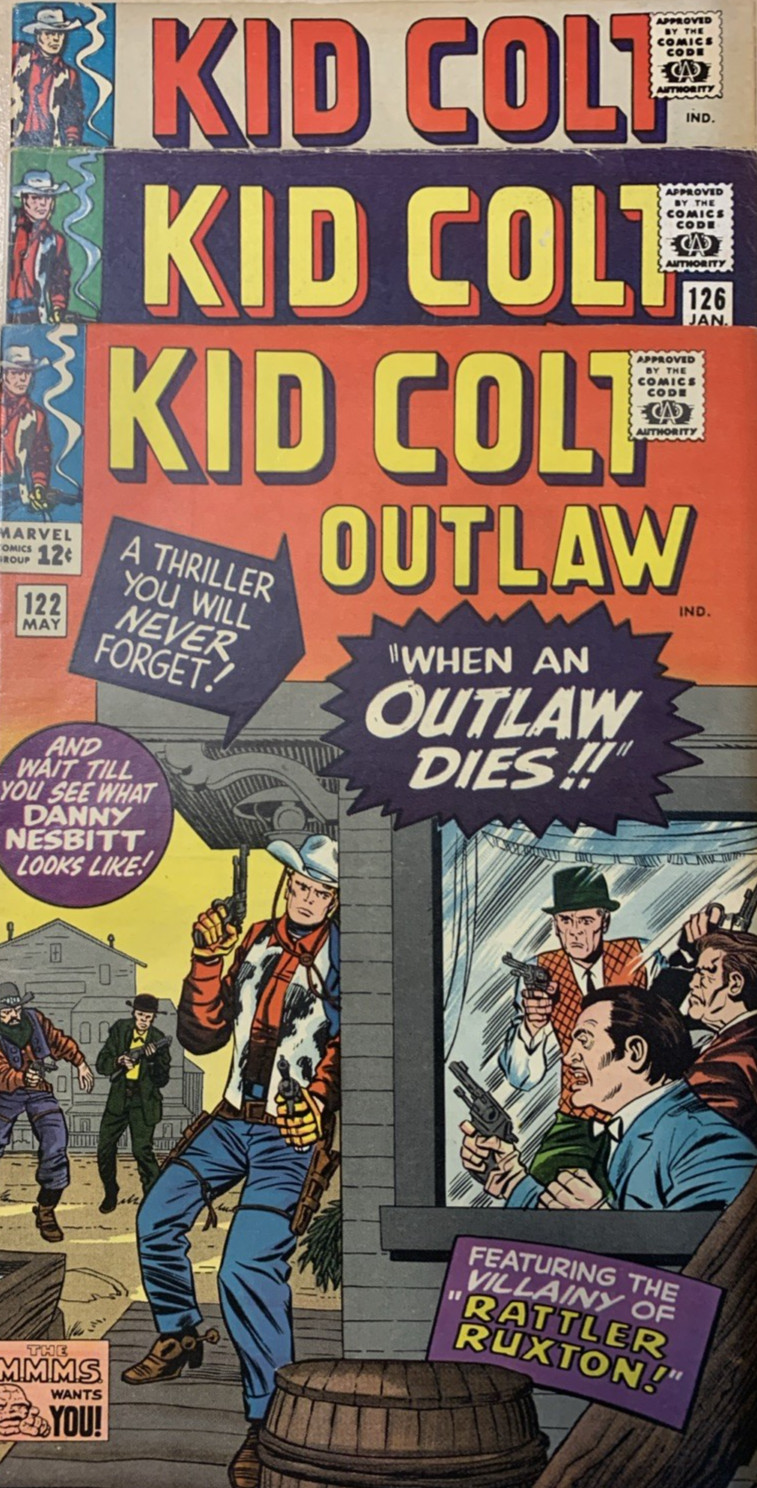 KID COLT OUTLAW  122 126 127   JACK KIRBY  STAN LEE  DICK AYERS  F- (5.5) Avg