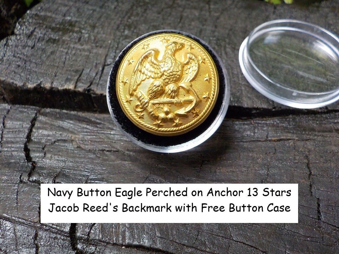 Old Rare Vintage Antique War Relic Navy Button Loaded with Gold Free Button Case Old Rare Vintage Antique War Relic Navy Button Loaded with Gold Free Button Case