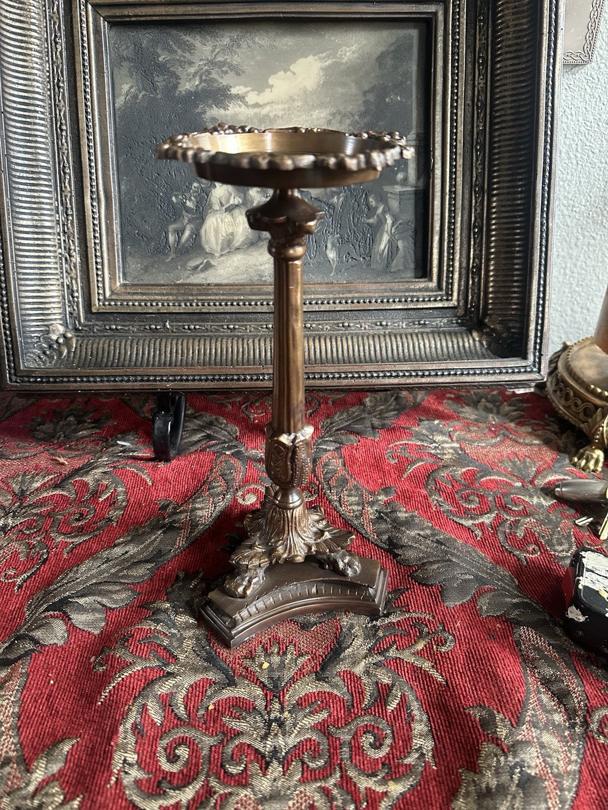 Antique French Bronze Empire Ormolu Candlesticks 19th Century Claw Foot