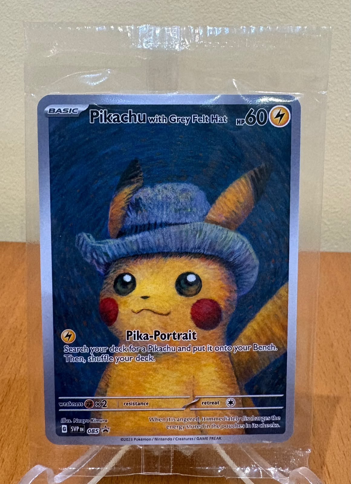 Pokemon × Van Gogh Museum Pikachu with Grey Felt Hat Promo Card Please 085 Sealed
