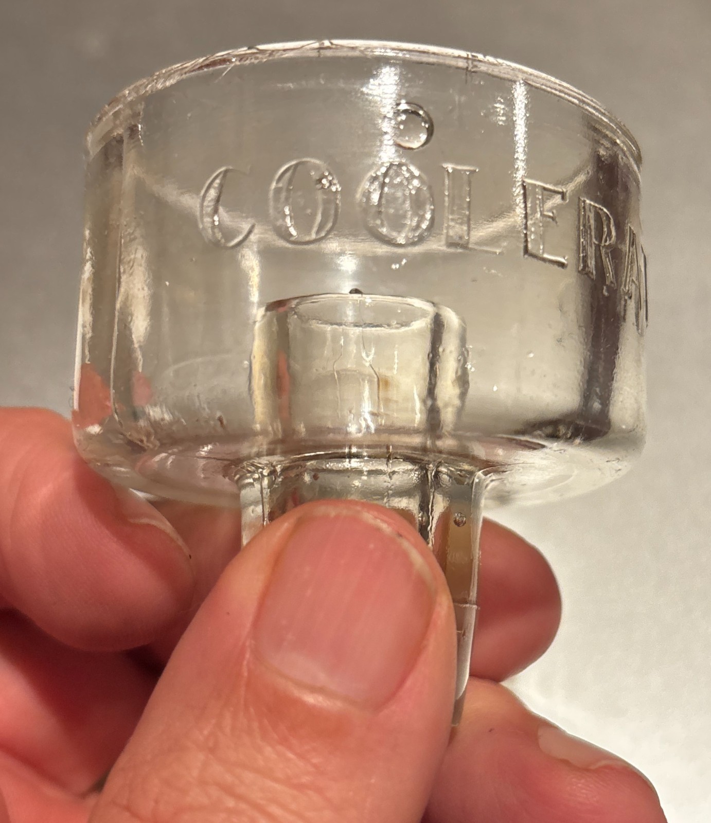 Vintage COOLERATOR  Ice Box 1930s Duluth Rare Antique Pressed Glass Drain Funnel