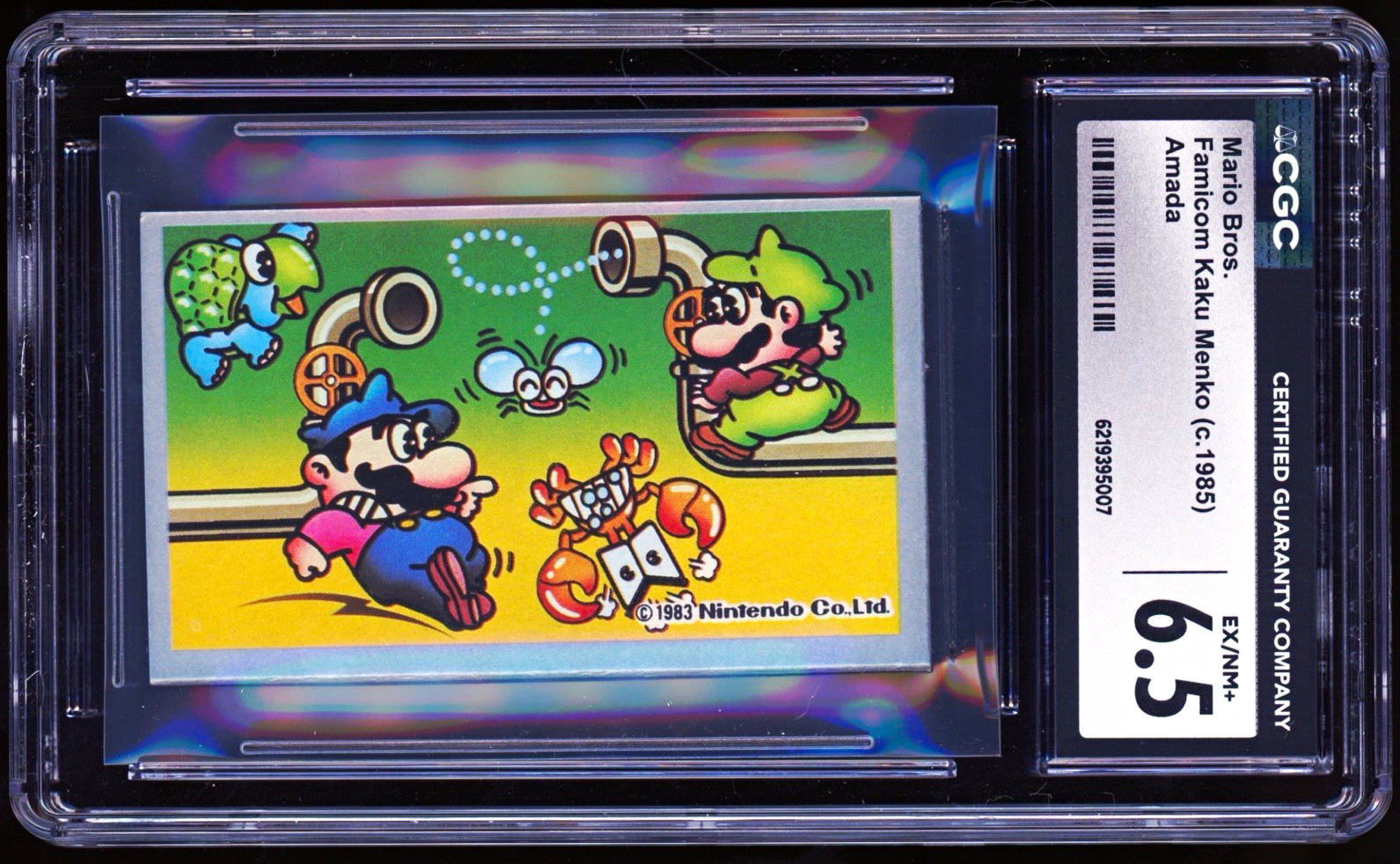 c. 1985 (1983) Amada Famicom Kaku Menko Super Mario Bros Luigi RC CGC 6.5 