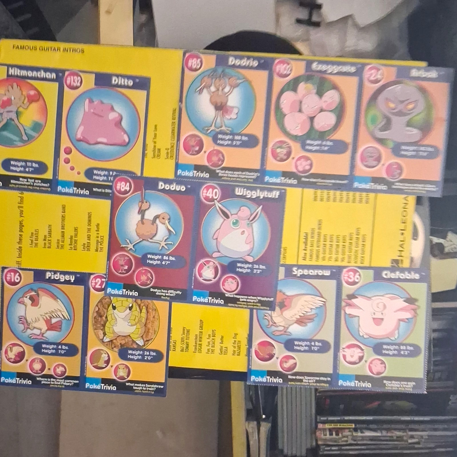 Topps 1999 Pokémon PokeTrivia 18-Card Lot Hitmonchan Ditto Dodrio Ekans