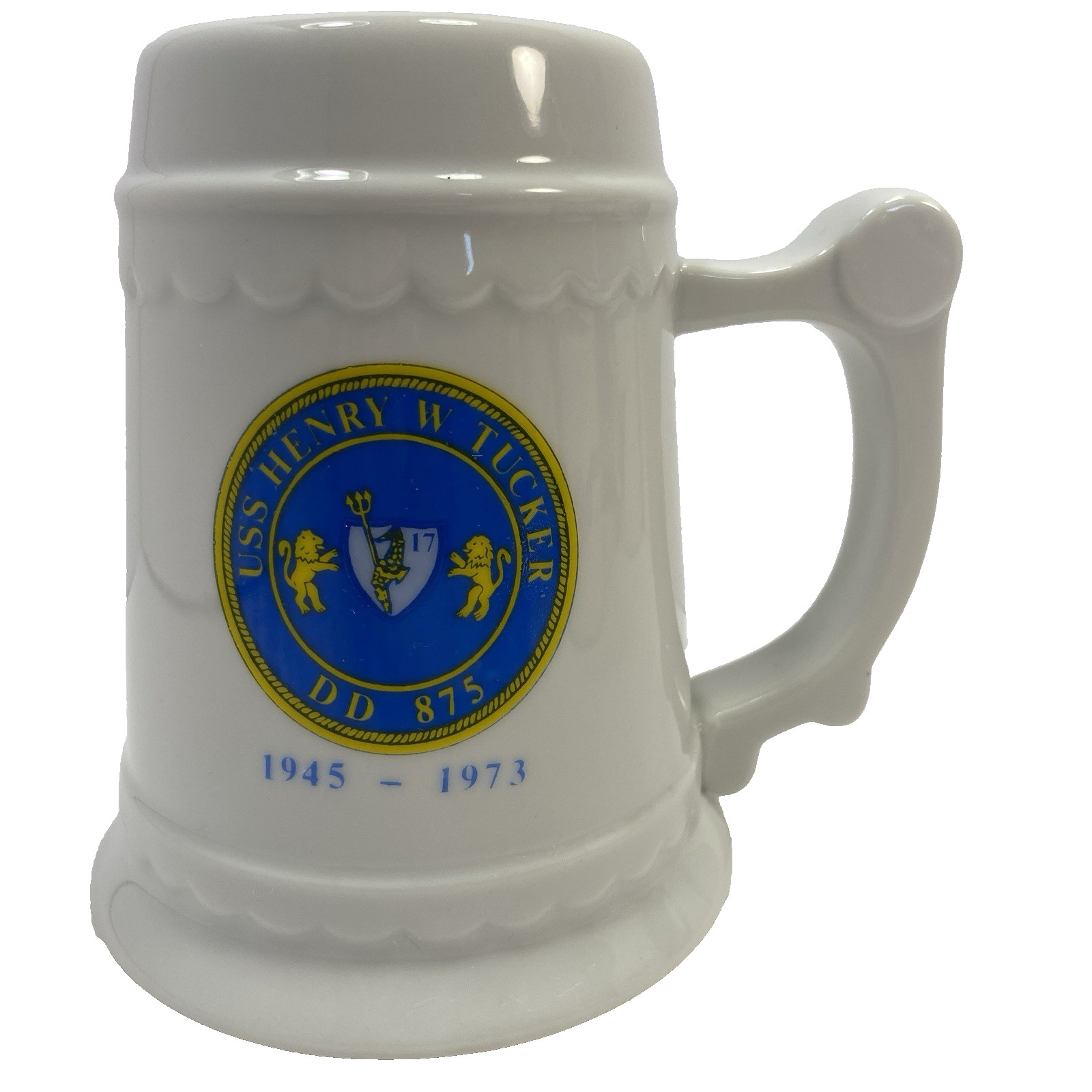 Vintage USS Henry W. Tucker DD-875 Commemorative Ceramic Stein Mug 1945-1973