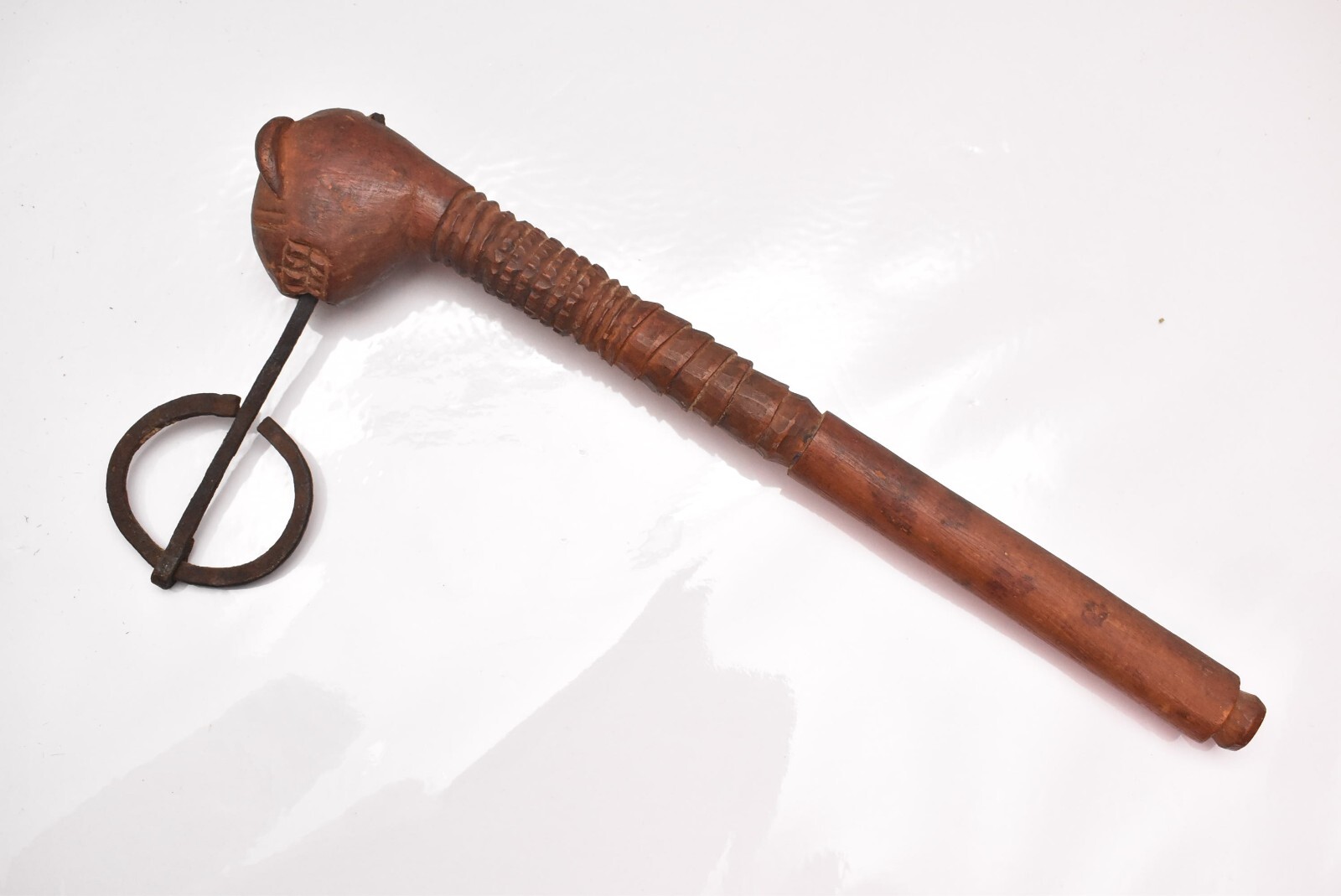 African Fon/Yoruba Ceremonial Recade Axe, Benin Figural Weapon Adze