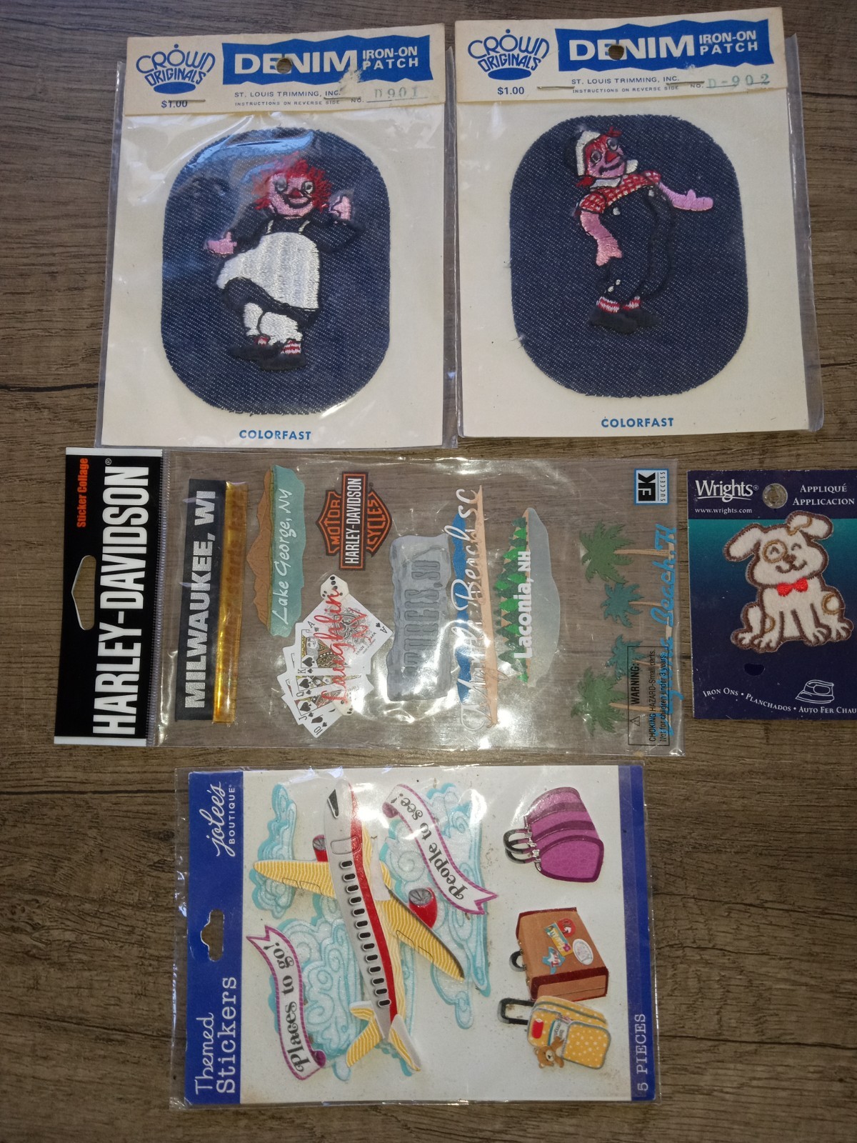 Patches and Stickers - vintage - Harley Davidson - Raggedy Ann & Andy