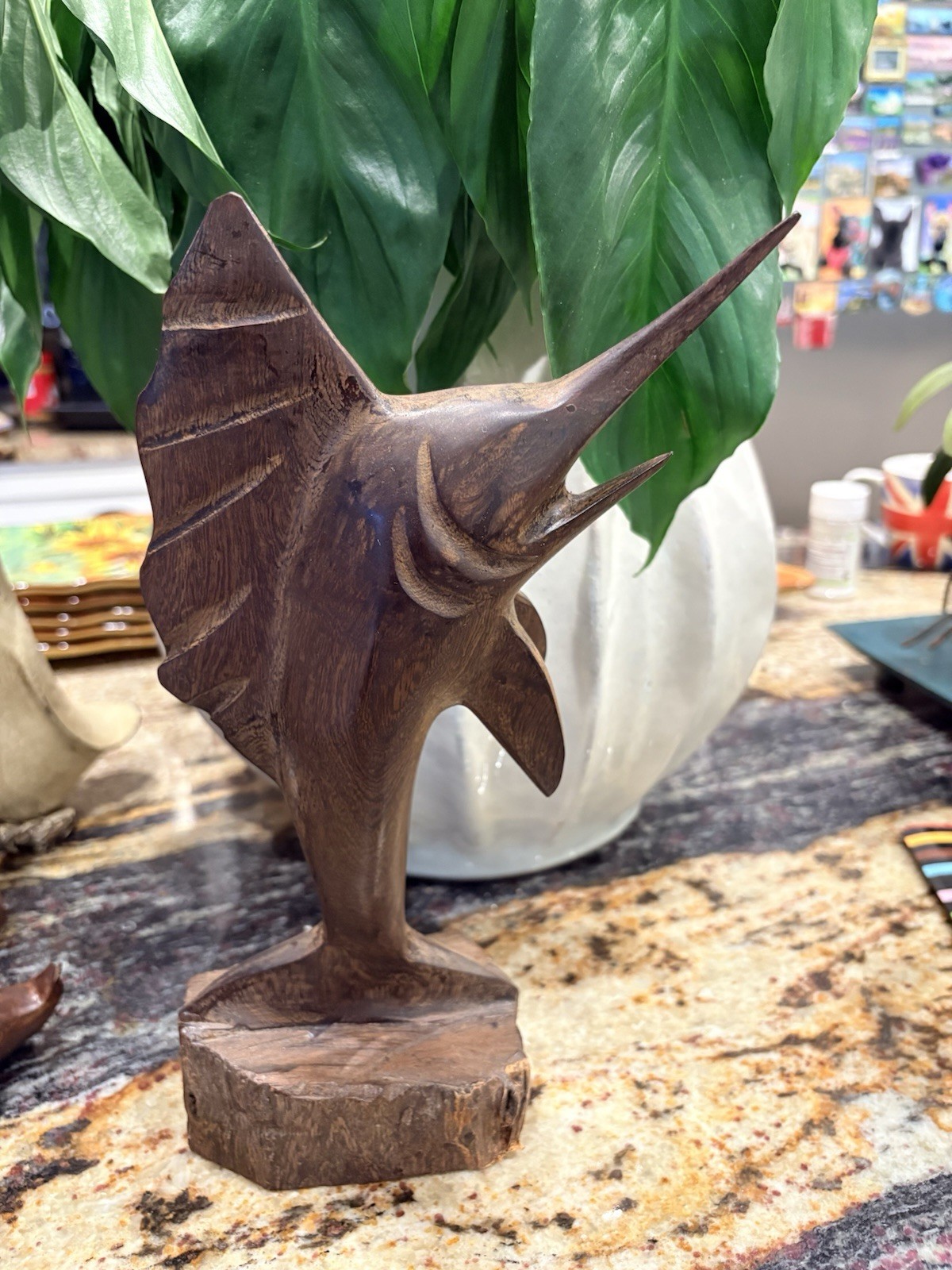 Vintage Hand Carved Wooden Ironwood Swordfish Figurine 11.5” Vintage Hand Carved Wooden Ironwood Swordfish Figurine 11.5”