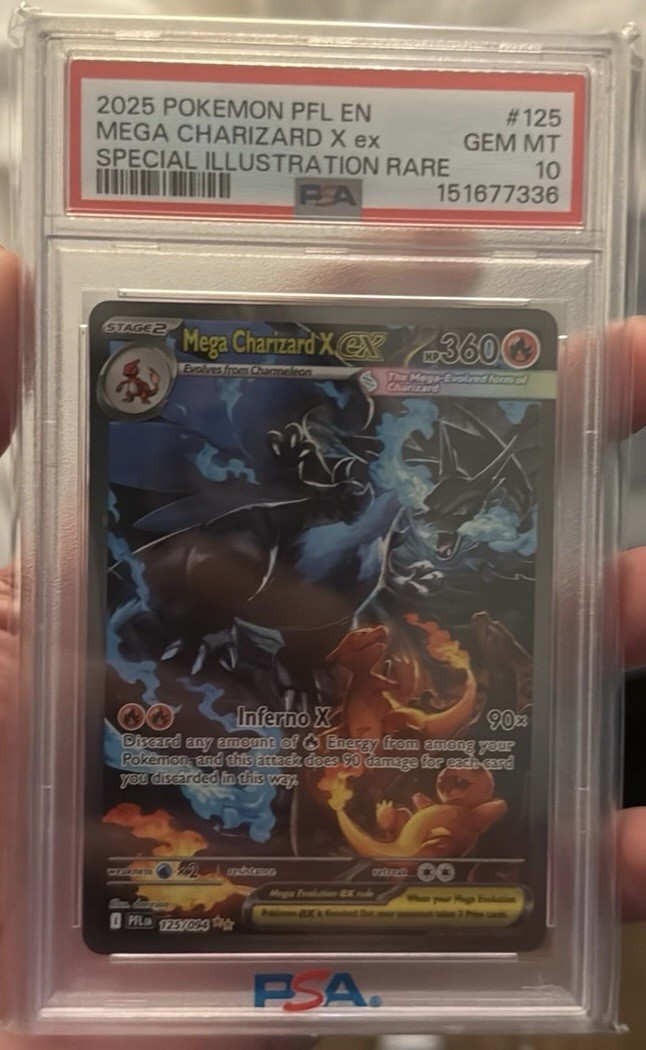 Pokémon Mega Charizard X ex 2025 PFL EN SIR 125/094 PSA 10 phantasmal flames