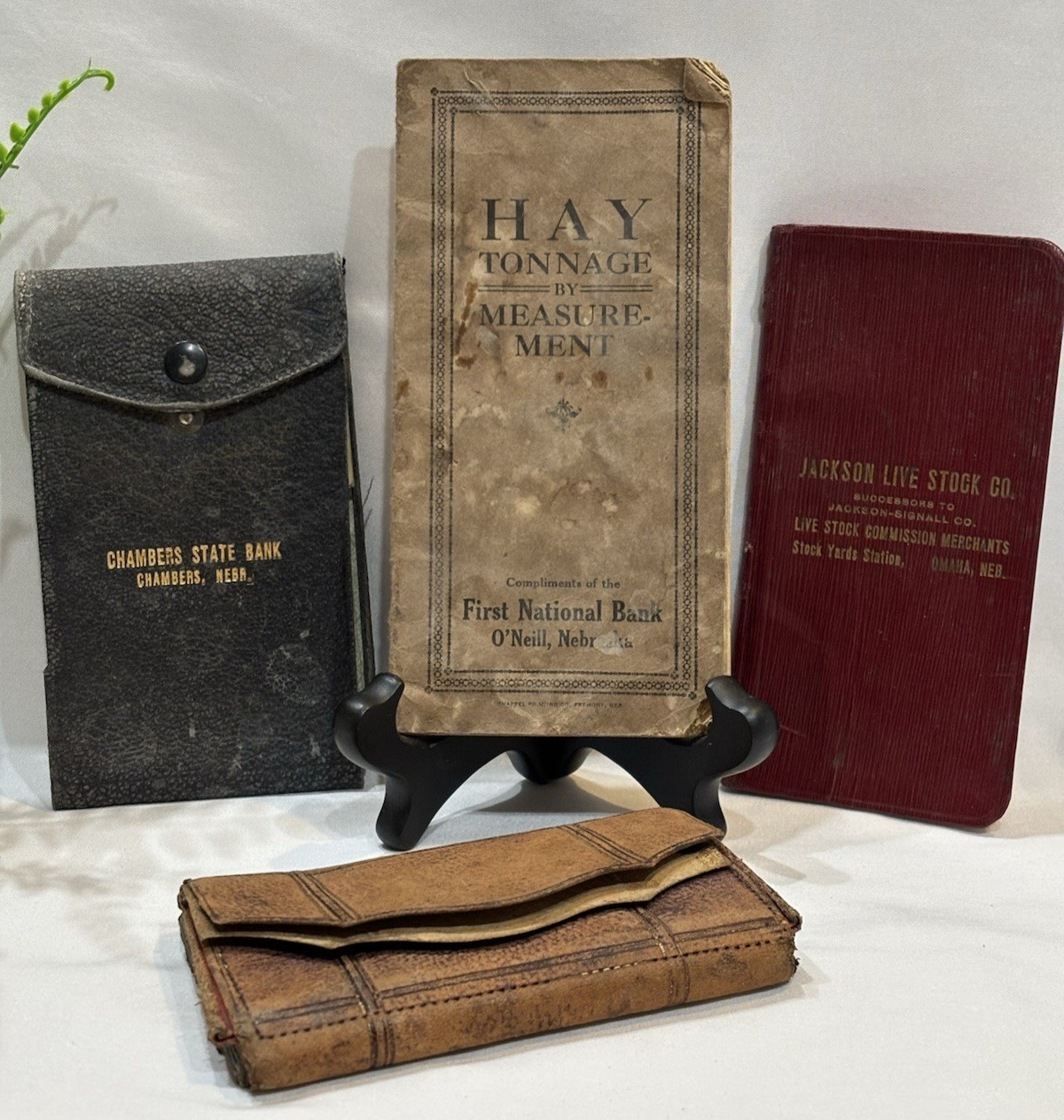 Vintage 1927- 38 Nebraska Ephemera Lot of 4 Bank Book Hay Measure Book Livestock