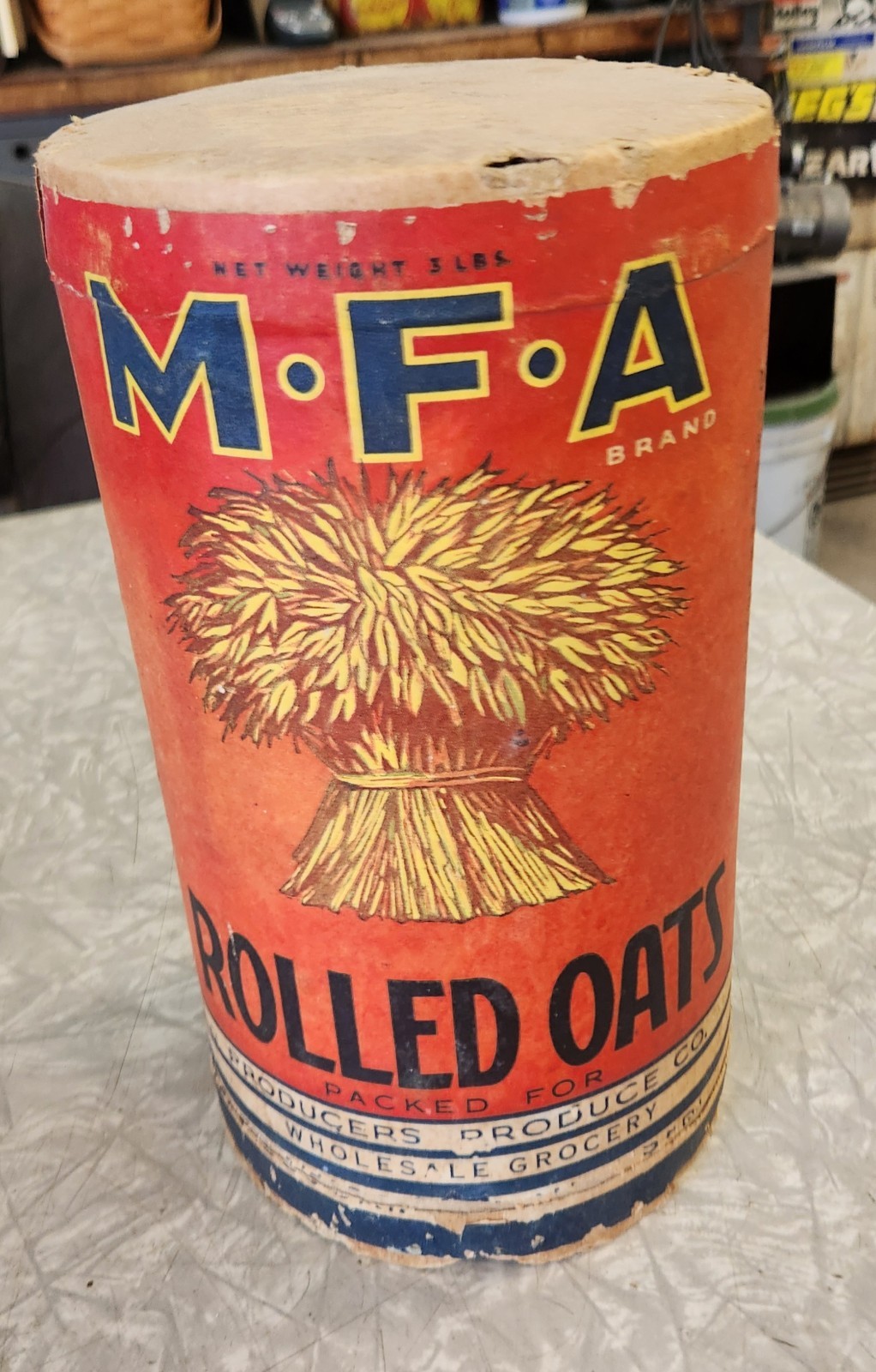 Antique Vintage MFA Rolled Oats Container 1920's Rare MFA Collector's CARDBOARD