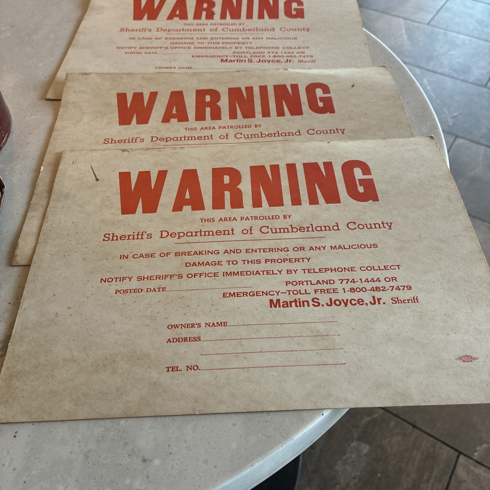 Old 1970 Warning Die Cut Cardboard Signs Lot of 3Vintage Advertising Portland Me Old 1970 Warning Die Cut Cardboard Signs Lot of 3Vintage Advertising Portland Me