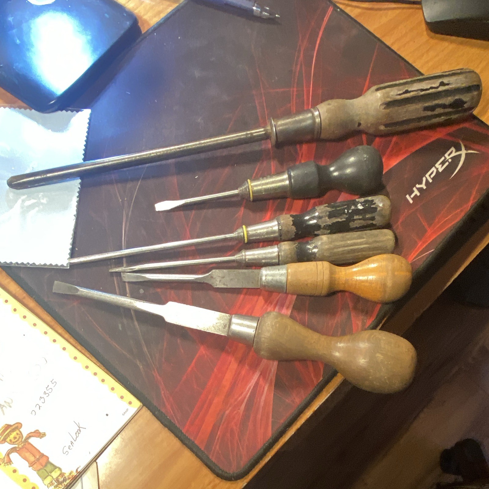 English Made Stanley Wooden Handled Cabinet Flat Screwdrivers Lot of 6 Vintage