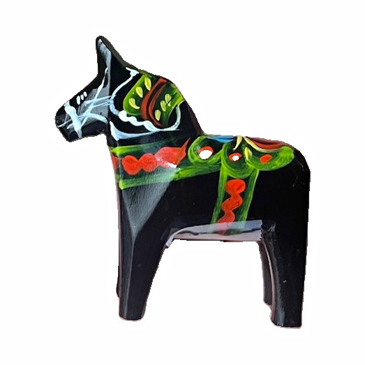 Vintage Swedish Dala Horse Hand Painted Wood Folk Art Figurine with tag