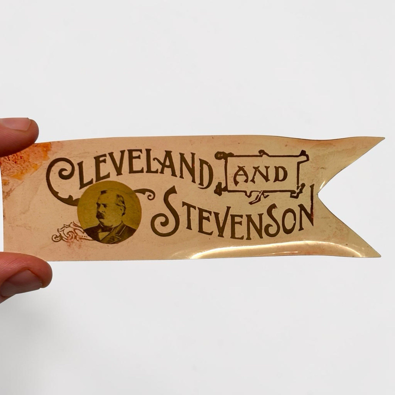 1892 Grover Cleveland Stevenson President Jugate Campaign Pinback Pennant Ribbon