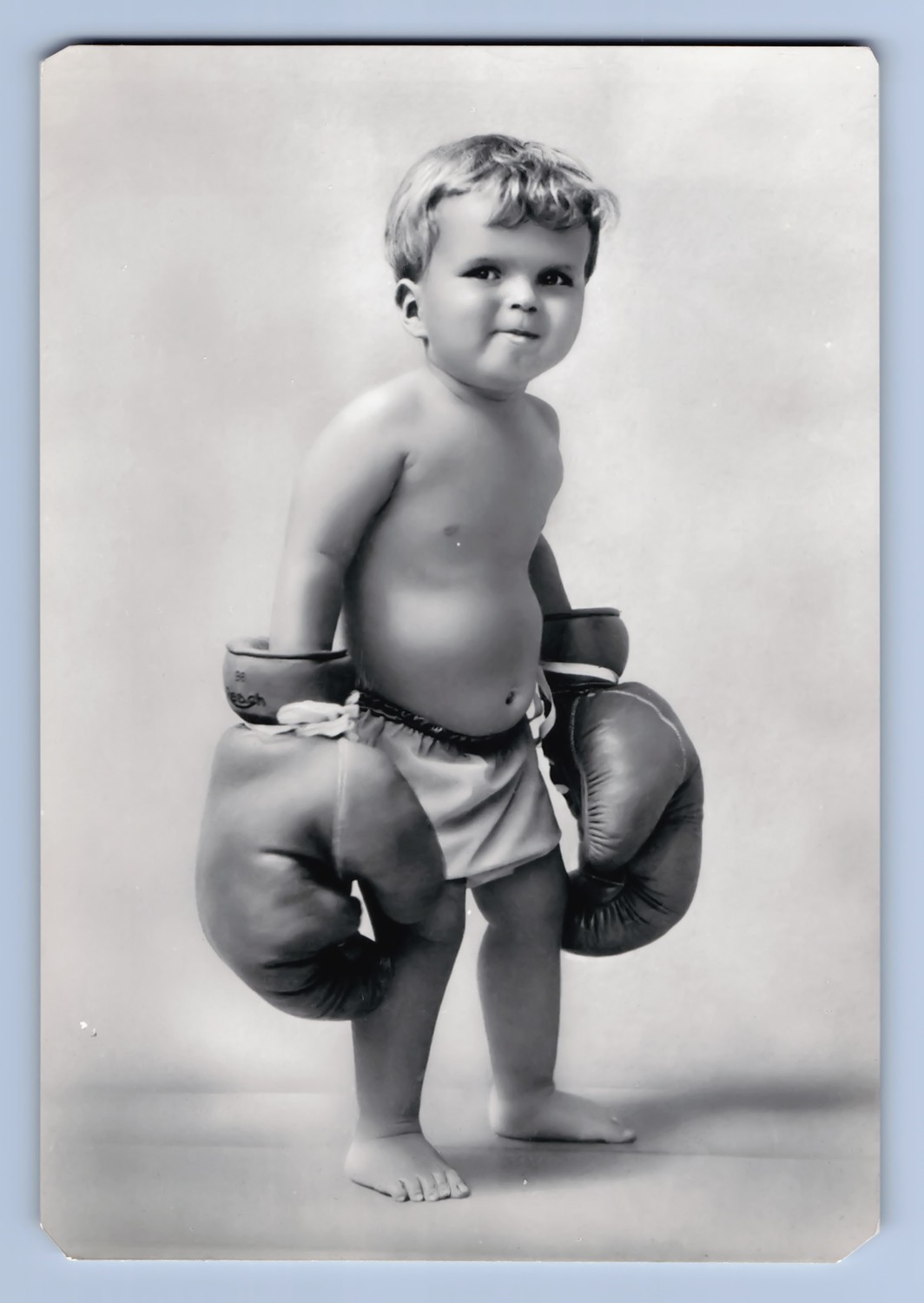 Vintage Boxing Baby Oversized Gloves Italy Fotocelere Torino RPPC Postcard-1181