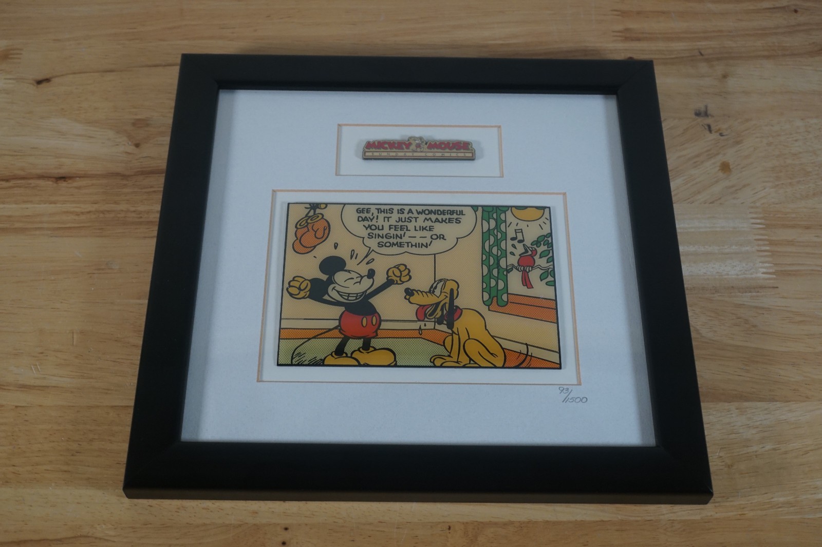 Disney Mickey Mouse Sunday Comics Framed Art & Pin Set LE 93/1500 w/COA