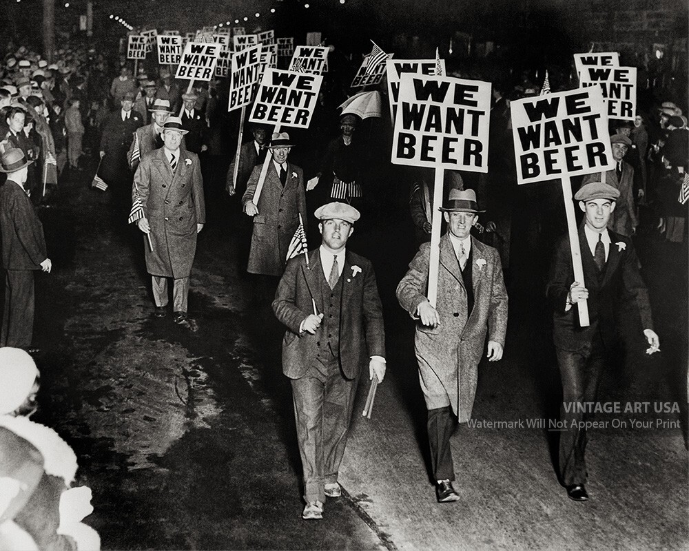 Vintage 1932 Photo We Want Beer New York City Anti-Prohibition Parade 8x10 Print