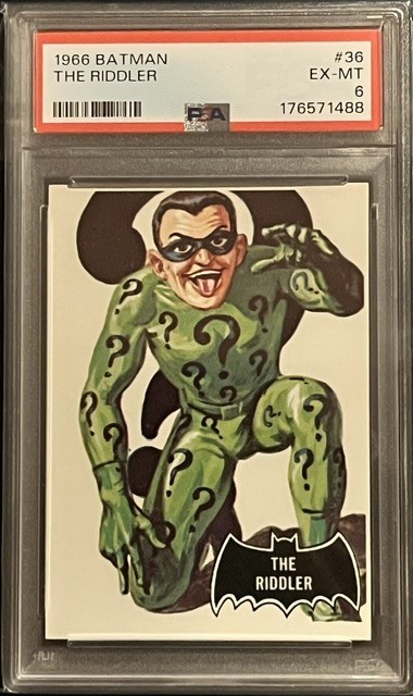 1966 Topps Batman Black Bat #36 The Riddler PSA 6 EX-MT Excellent Eye Appeal
