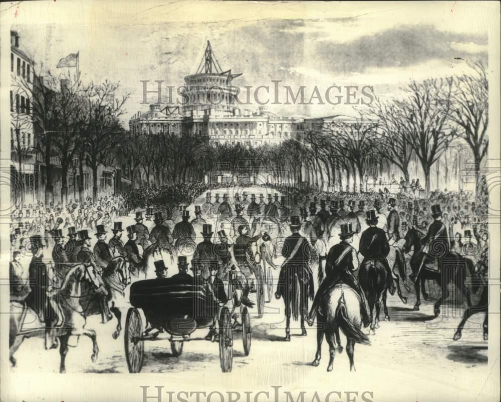 1948 Press Photo Artist\'s Conception of Lincoln Inauguration - lrx05457 1948 Press Photo Artist\'s Conception of Lincoln Inauguration - lrx05457