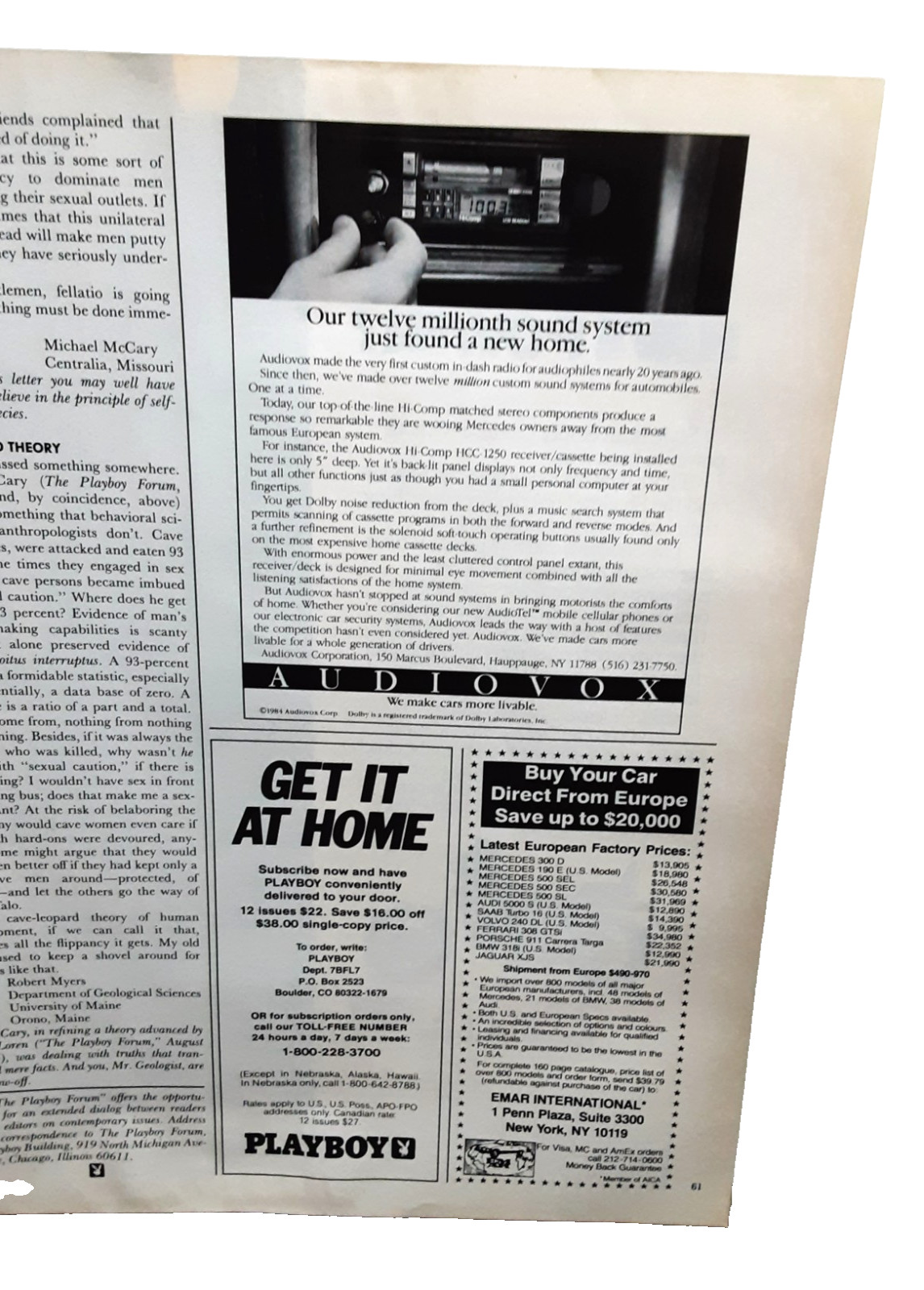 Vintage 1985 Audiovox Car Stereo Print Ad Hi-Comp HCC 1250 Receiver Retro Audio Vintage 1985 Audiovox Car Stereo Print Ad Hi-Comp HCC 1250 Receiver Retro Audio