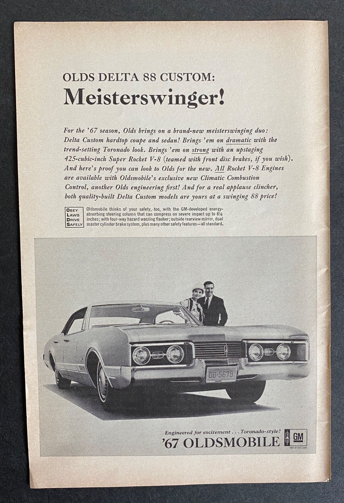 1967 Oldsmobile Delta 88 Custom 425 Super Rocket V-8 300 HP Print Ad 1967 Oldsmobile Delta 88 Custom 425 Super Rocket V-8 300 HP Print Ad
