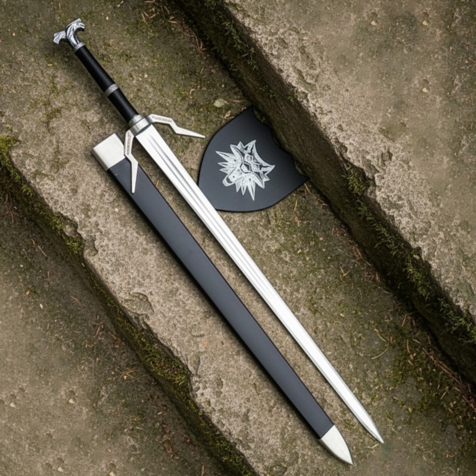 Handmade The Witcher 3 White Wolf Sword Geralt of Rivia, Stainless Steel