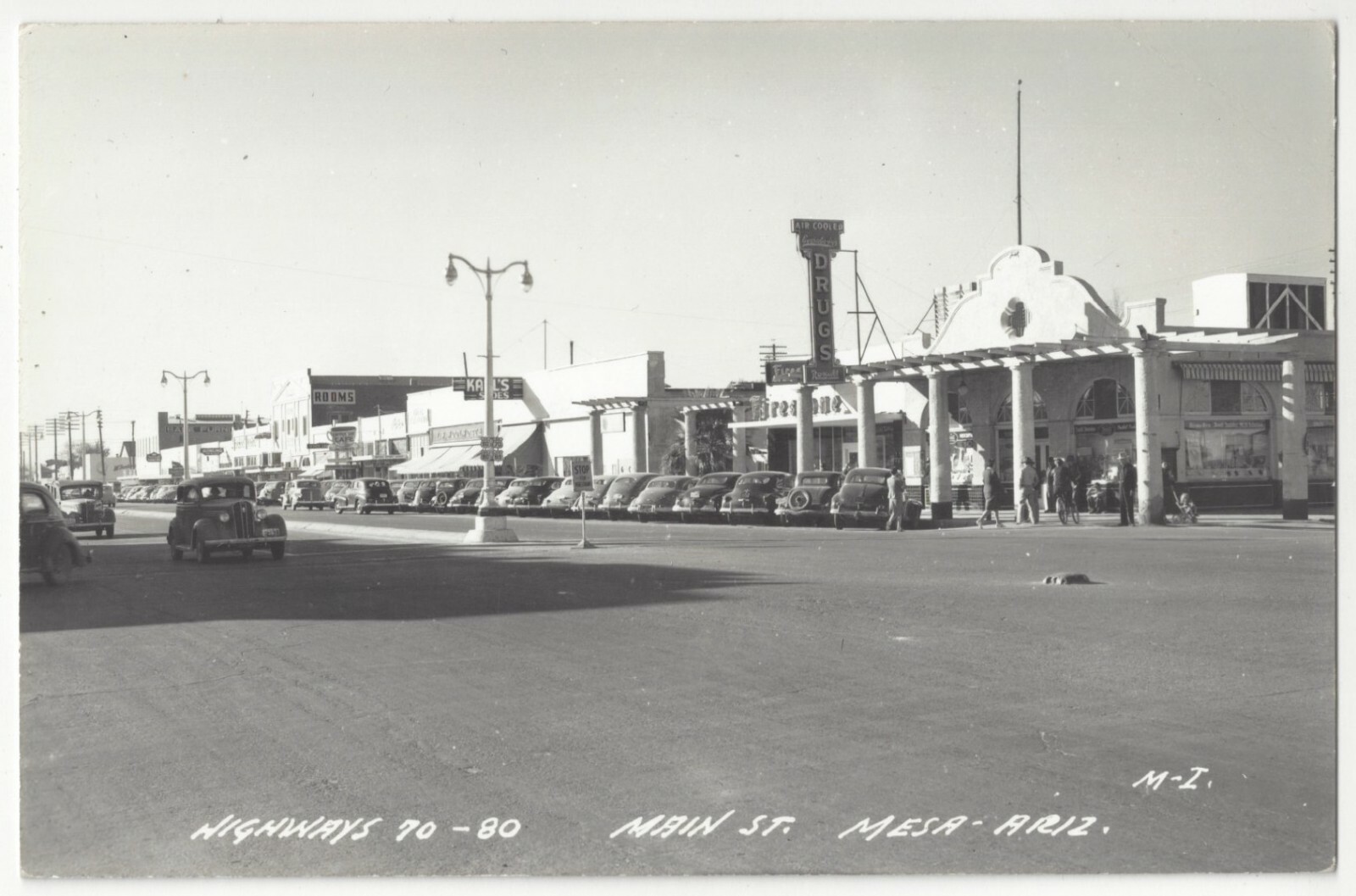 1940\'s Mesa, Arizona REAL PHOTO Main Street, Signs, Old Autos - Vintage Postcard 1940\'s Mesa, Arizona REAL PHOTO Main Street, Signs, Old Autos - Vintage Postcard