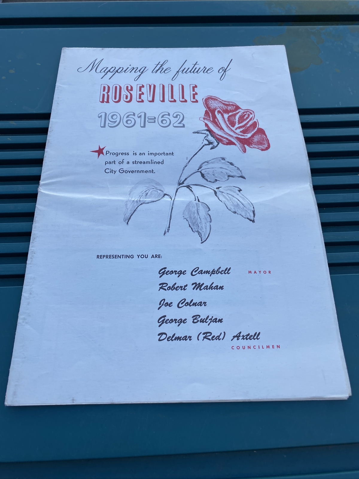 Vintage 1961-62 city of roseville map mayor city council flier 29x21 inch cali