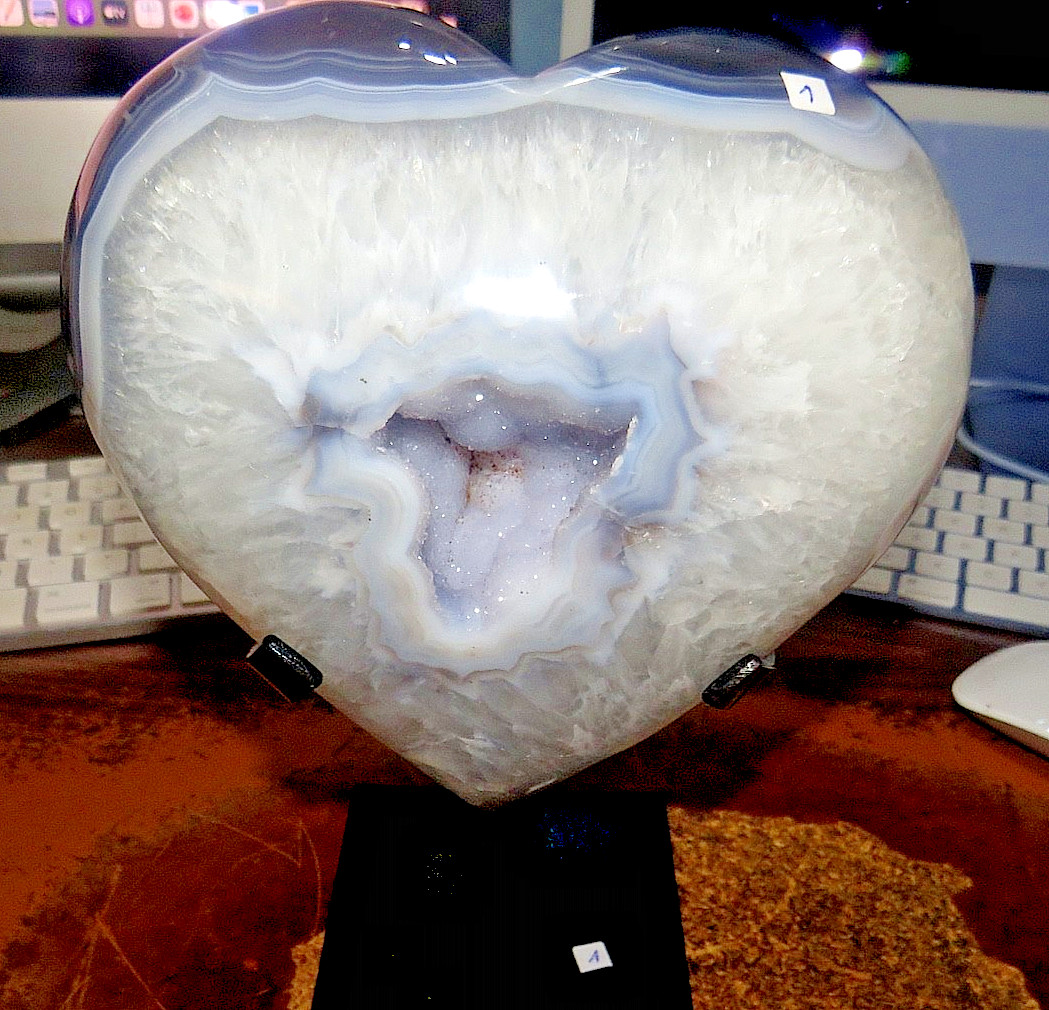 snow quartz Druze crystal geode cluster  heart cathedral Uruguay polished  agate