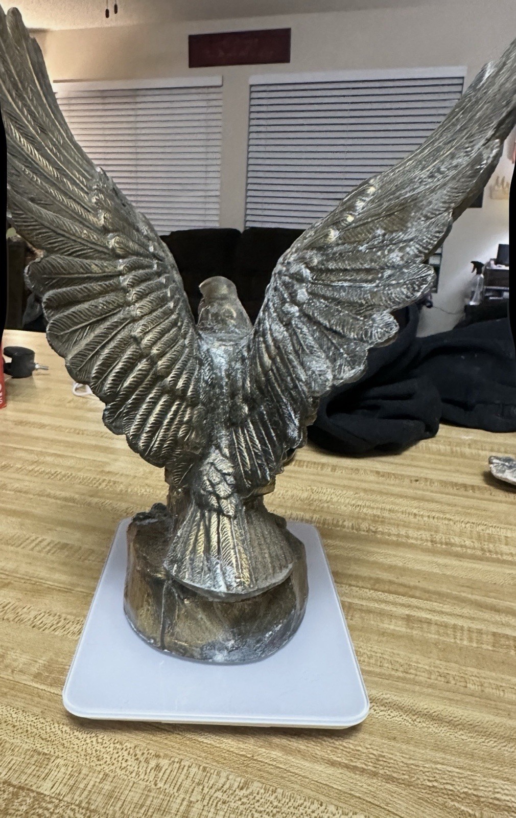 Vintage Cast Metal Bald Eagle Statue Figurine Mid-Century  Heavy 3.1 lbs