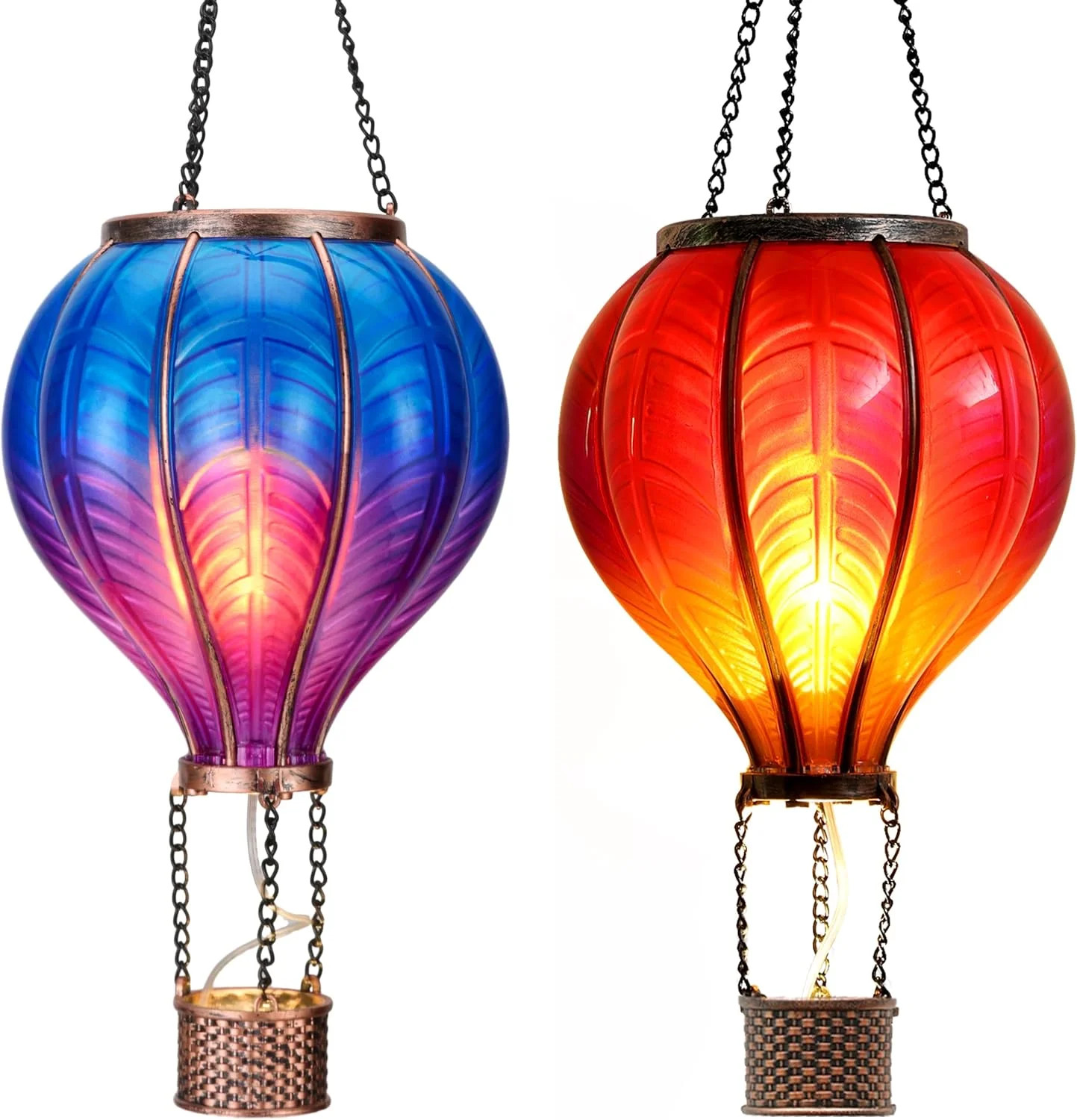 2 Pcs Hot Air Balloon Solar Lantern Outdoor Garden Decor, Waterproof Hanging Sol 2 Pcs Hot Air Balloon Solar Lantern Outdoor Garden Decor, Waterproof Hanging Sol