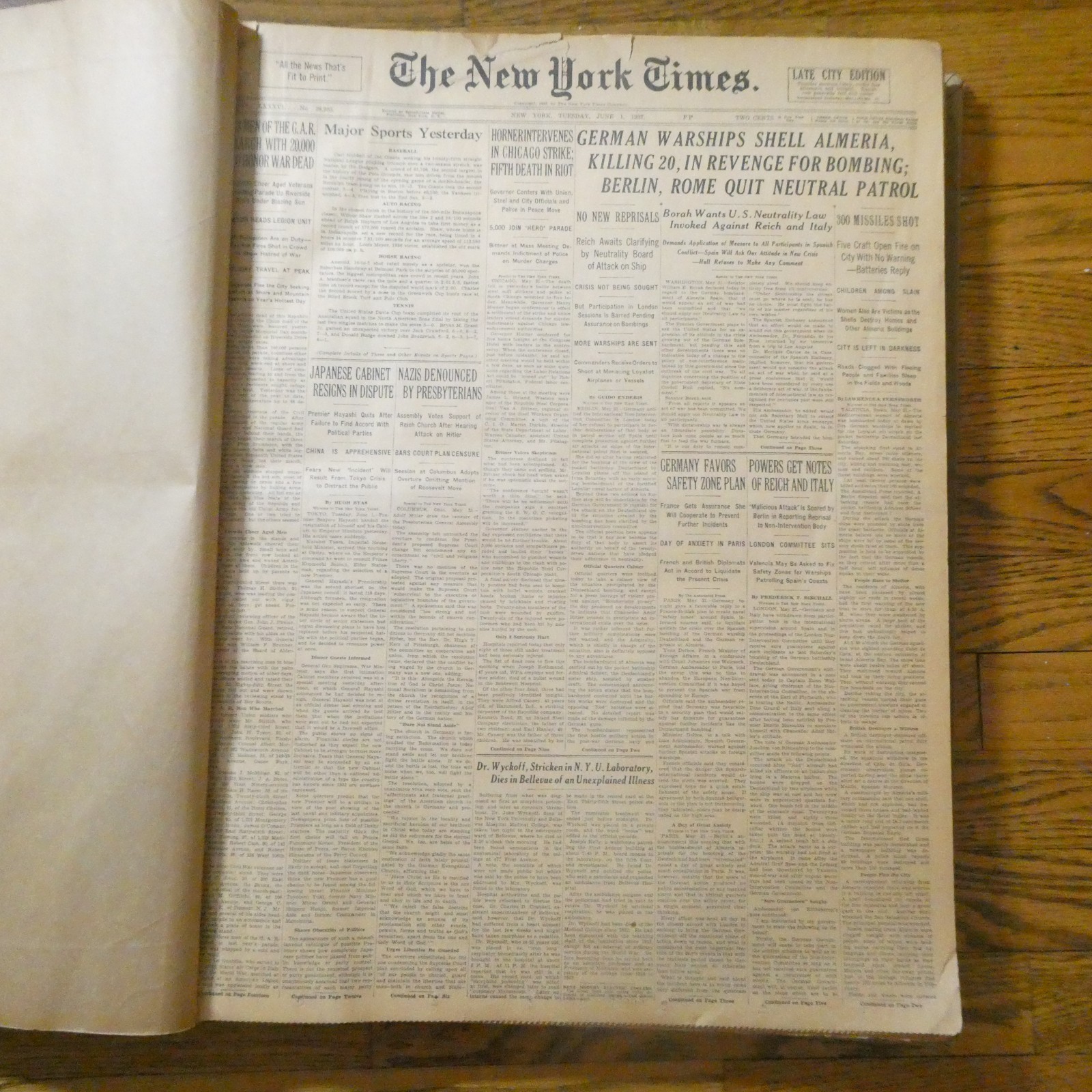 New York Times June 1-15 1937 Bound Historic Newspapers Volume