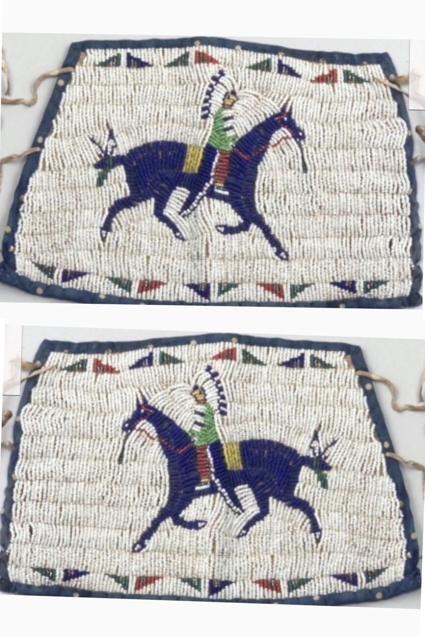 Old American Style Handmade Sioux Horse Beaded Cuffs Leather Fringes FHC12 Old American Style Handmade Sioux Horse Beaded Cuffs Leather Fringes FHC12