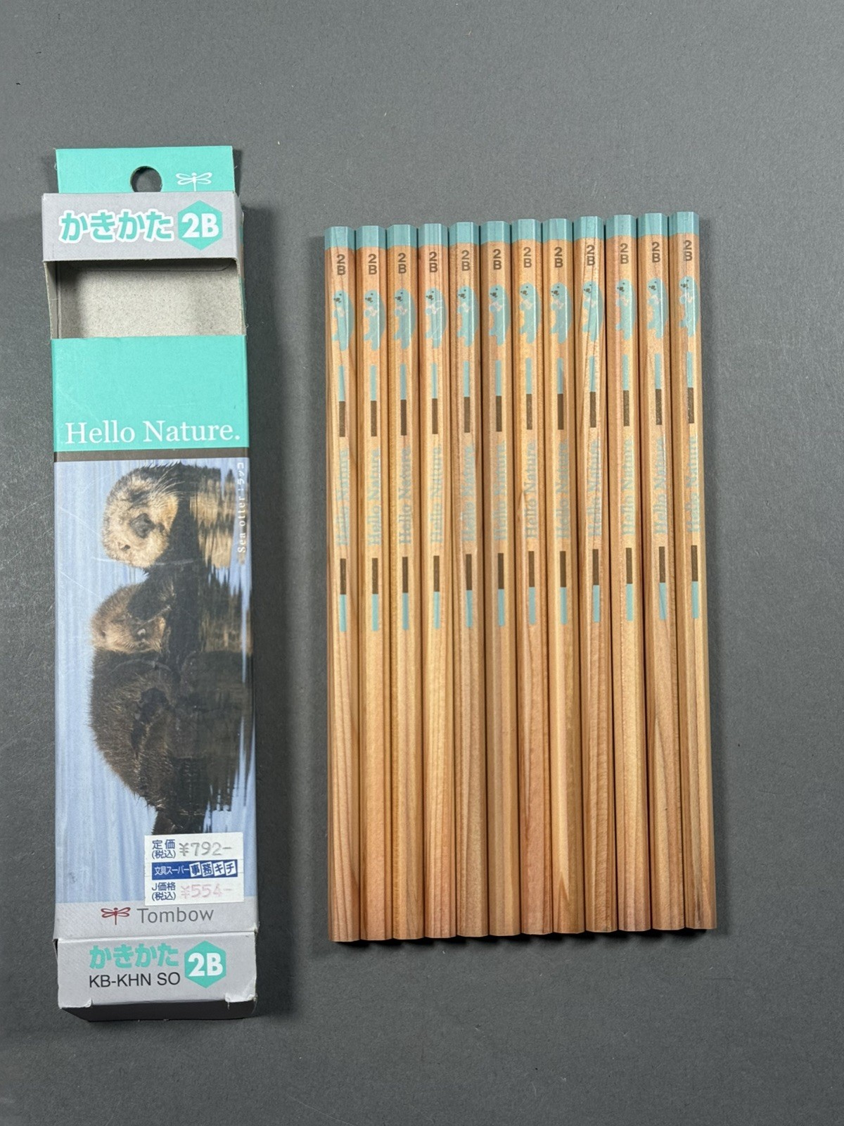Box of 12 Japanese Vintage Pencil 2B Tombow Hello Nature Sea Otter