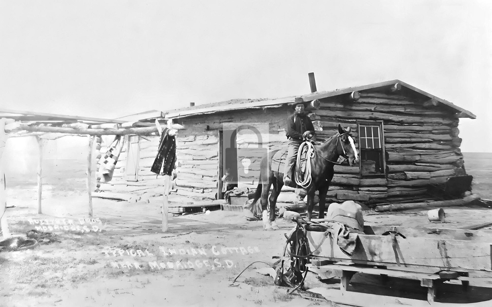Typical Indian Cottage Mobridge South Dakota SD - Reprint
