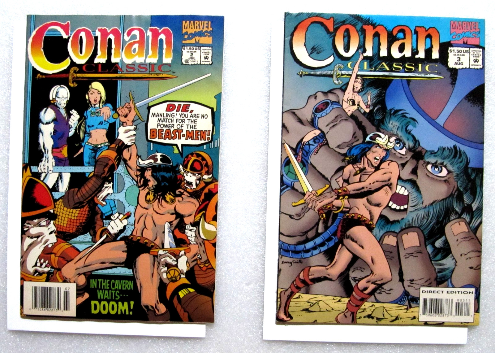 Lot of 2 - Conan Classic #2 & #3 - Marvel Comics - Barry Windsor-Smith - Boarded