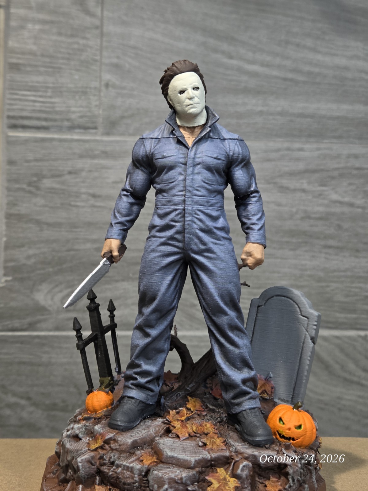 ​Custom Hand Painted Michael Myers Figure Statue Halloween Graveyard Display 8”