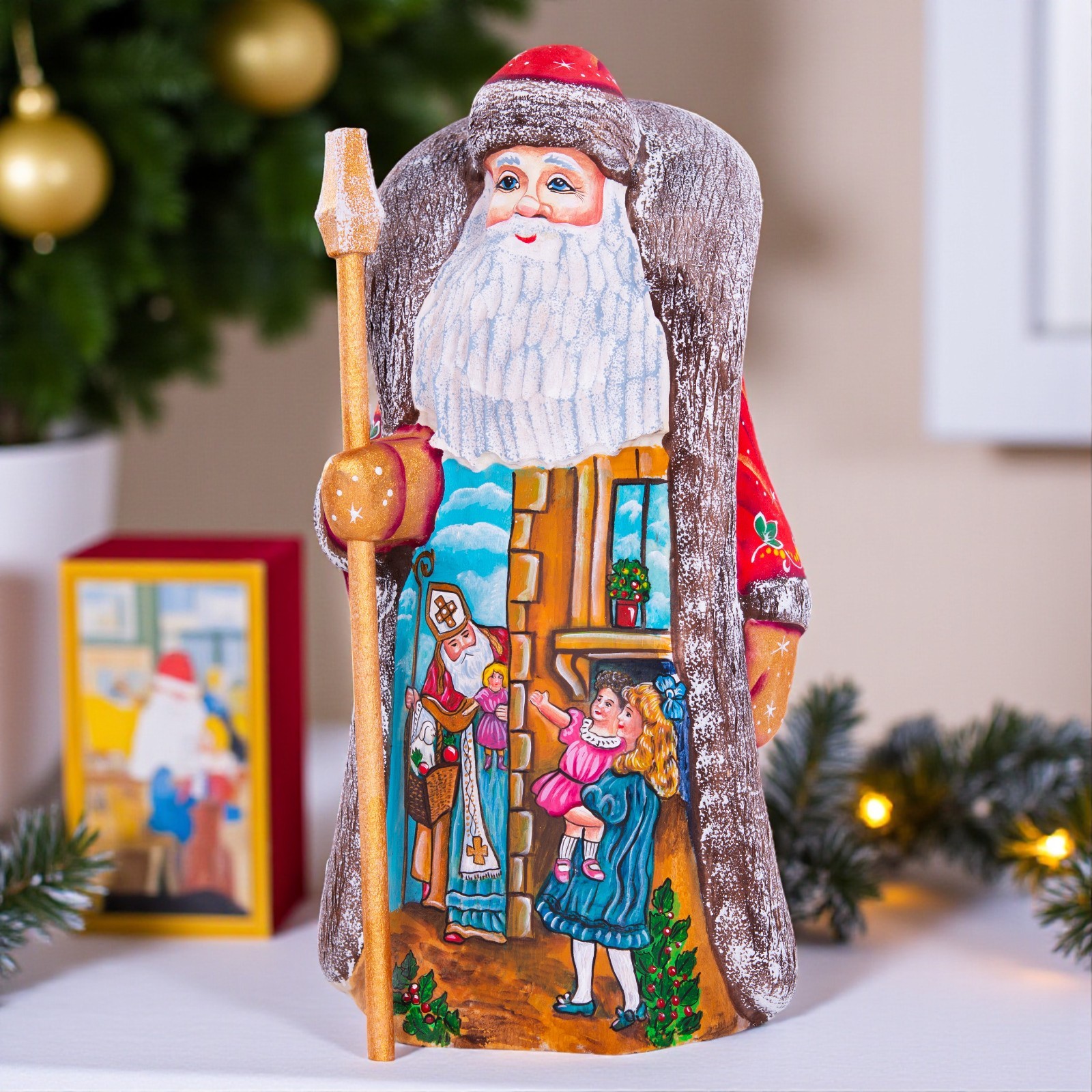 Hand Carved Wooden Santa 9.5