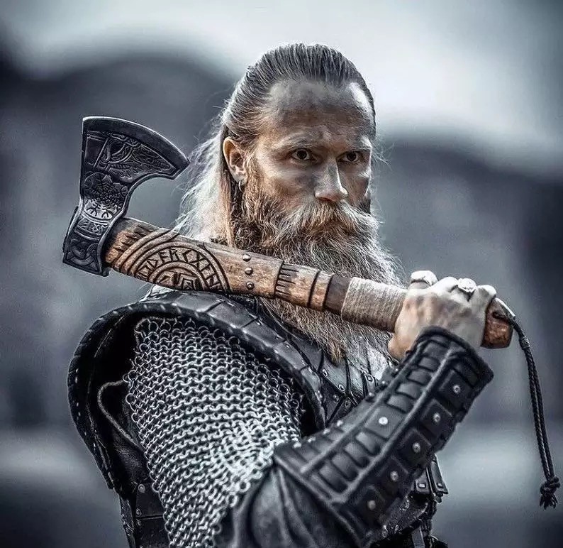 Custom Handmade Viking Axe Carbon Hatchet, Steel Axe, Bearded Axe, Nordic Axe
