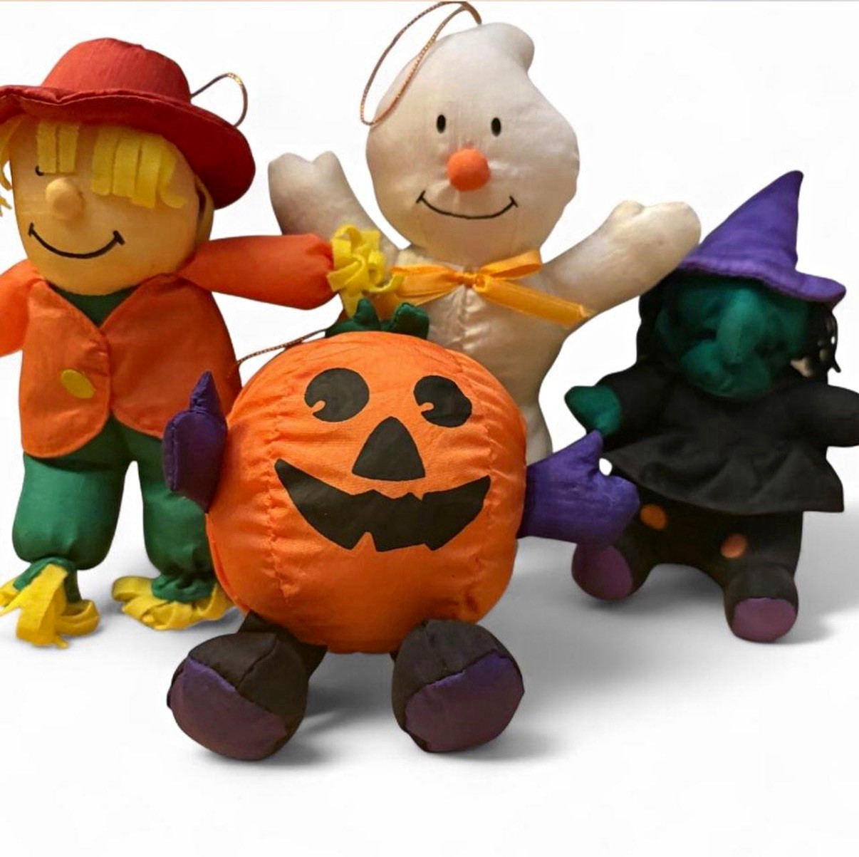 Vintage 1997 Gibson Greetings Halloween Plush Lot Witch Pumpkin Ghost Scarecrow