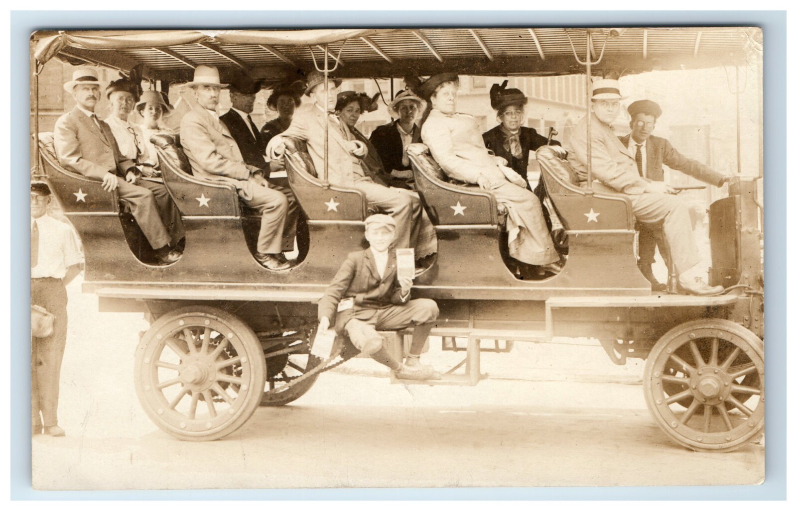 Postcard RPPC Silver Star Sightseeing Line Tour Bus Car 1914 Buffalo NY New York