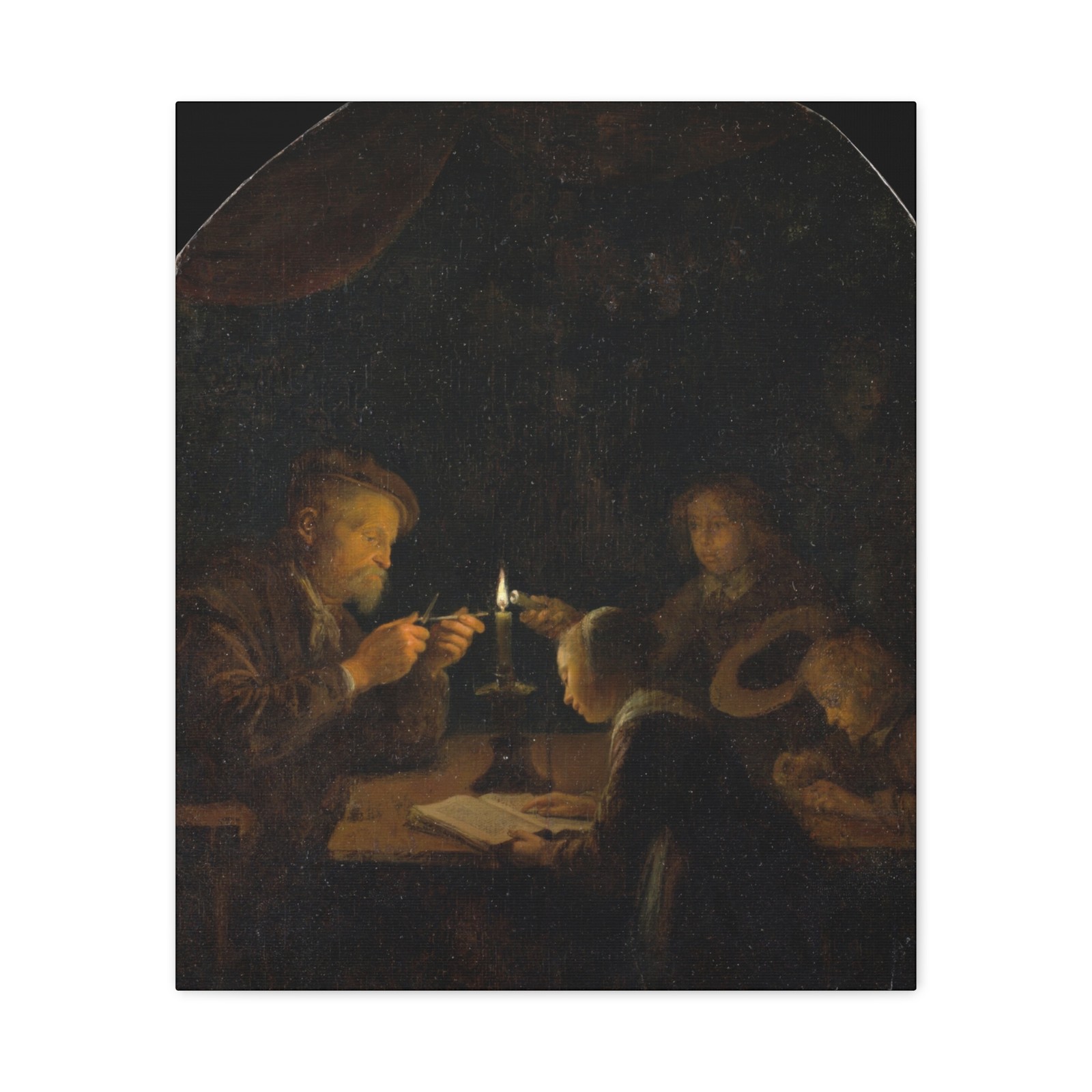 Gerrit Dou - An Evening School - ca. 1655–57 v1 - Canvas Wall Art