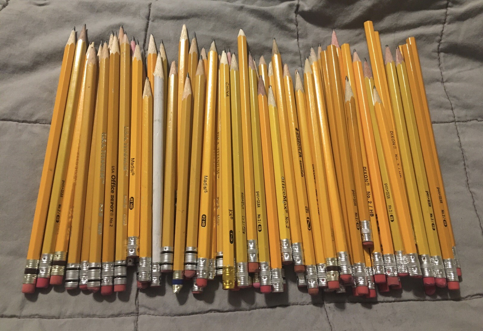 Mixed Lot of 71 No 2 Wooden Writing Pencils Used USA Titanium Dixon Pen Gear Etc