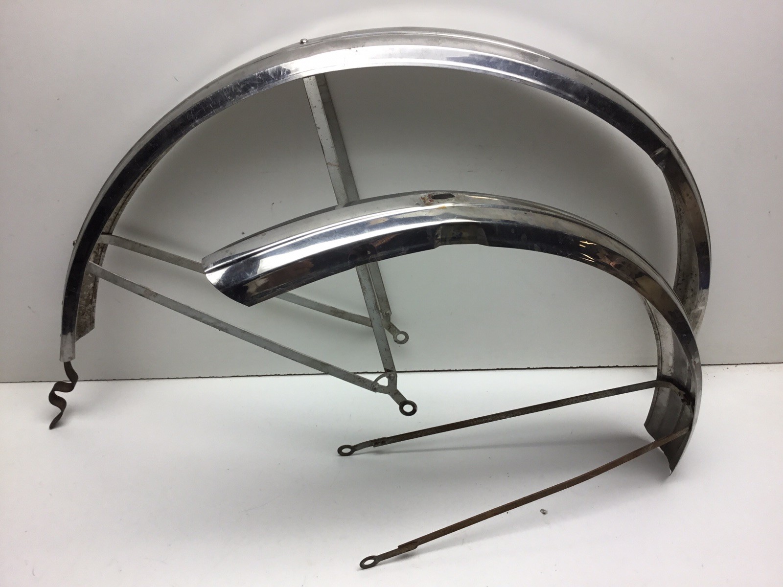 Prewar Bicycle Stainless Rain Gutter Style Fenders 26” 2.125” Schwinn Elgin Mens Prewar Bicycle Stainless Rain Gutter Style Fenders 26” 2.125” Schwinn Elgin Mens