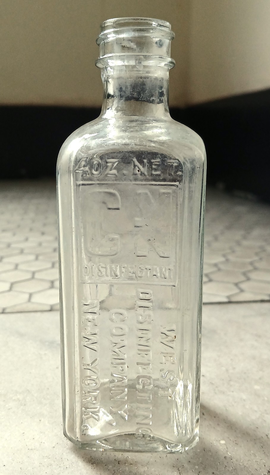 Vtg CN West Company NY disinfectant bottle