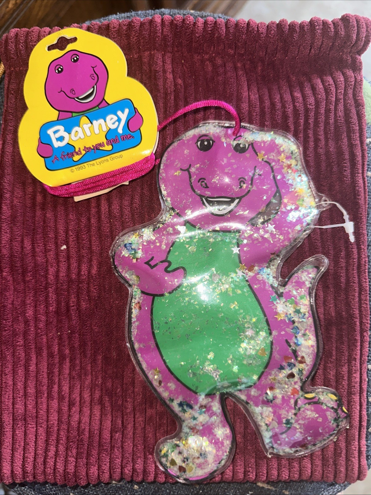 Barney The Purple Dinosaur Ponytail Holder Vintage with Og Price Tags 1990s